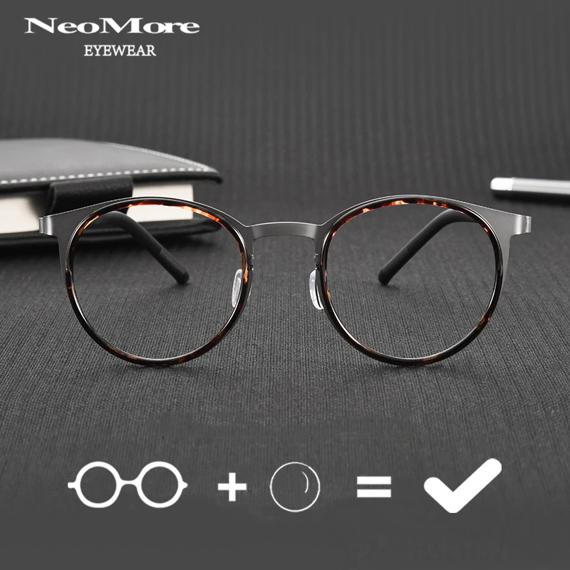 

Linde Replica Classic Screw Free Circular Eyeglasses Prescription Titanium Alloy Eyewear Comfortable Reading Myopia Glasses