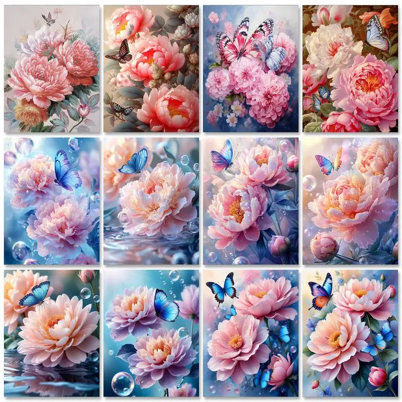 

RUOPOTY Frame Modern Painting By Numbers Handmade Picture Drawing On Canvas Flower Diy Crafts Home Decor Gift