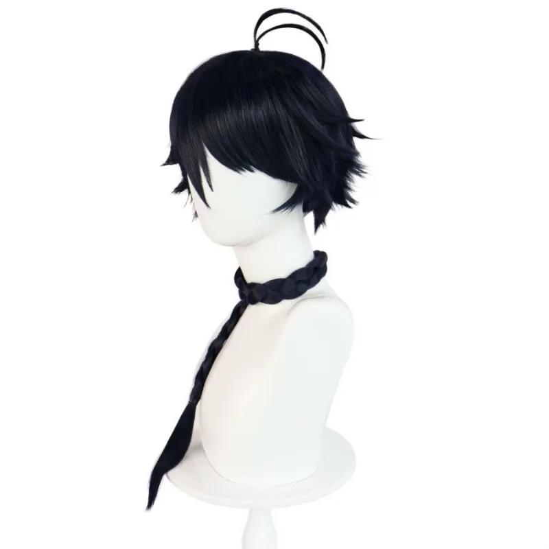 23 inch zwarte lange vlecht pruik hoge temperatuur zijde podiumvoorstelling gesimuleerd haar festival feest unisex anime cosplay pruik