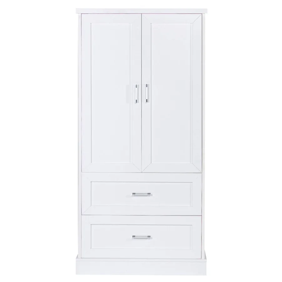 

Tall Bathroom Storage Cabinet Cabinet with Two Doors and Drawers Adjustable Shelf MDF Board White Two Packages