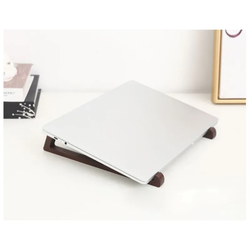 AU61-Portable Wooden Laptop Stand-Desktop Desk Riser For Cooling& Reading In Walnut Wood