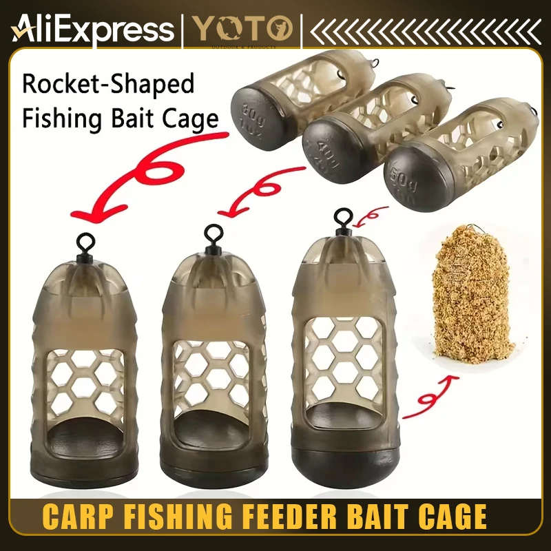 YOTO – porte-appâts pour la pêche à la carpe, en polymère, robuste, haute densité, avec poids, mangeoire pour appâts marron clair, avec couvercle à charnière et facile