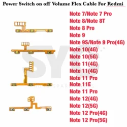 New For Xiaomi Redmi Note 7 8T 9 10 11T 12 Pro Plus 4G 5G Power Volume Button Key Flex Cable Repair Parts