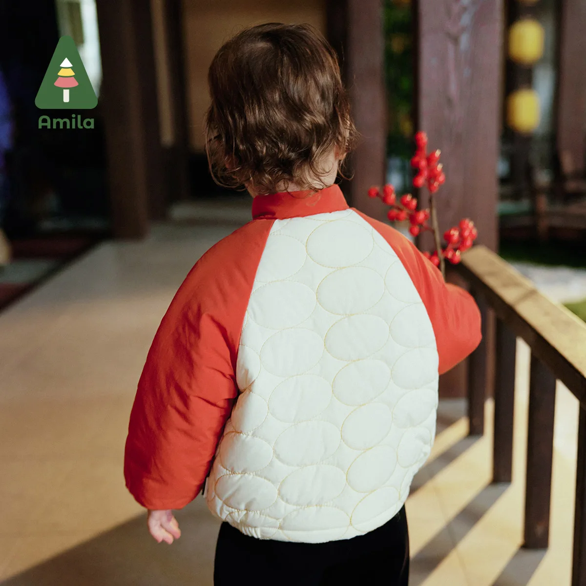 Amila Baby Children Cotton-padded Clothes 2024 Winter New Stand Collar Fleecing Cute Cosy Warm Baby Clothing