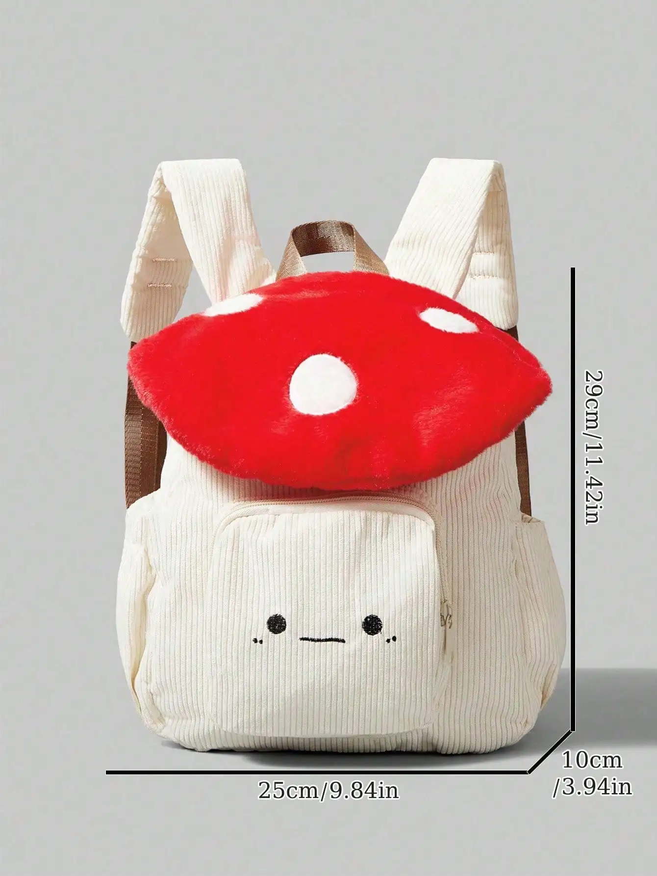 2026 New Upgrade Cute And Fashionable Corduroy Backpack Mushroom Polka Dot Embroidered Backpack Design Color-blocking Design Sui