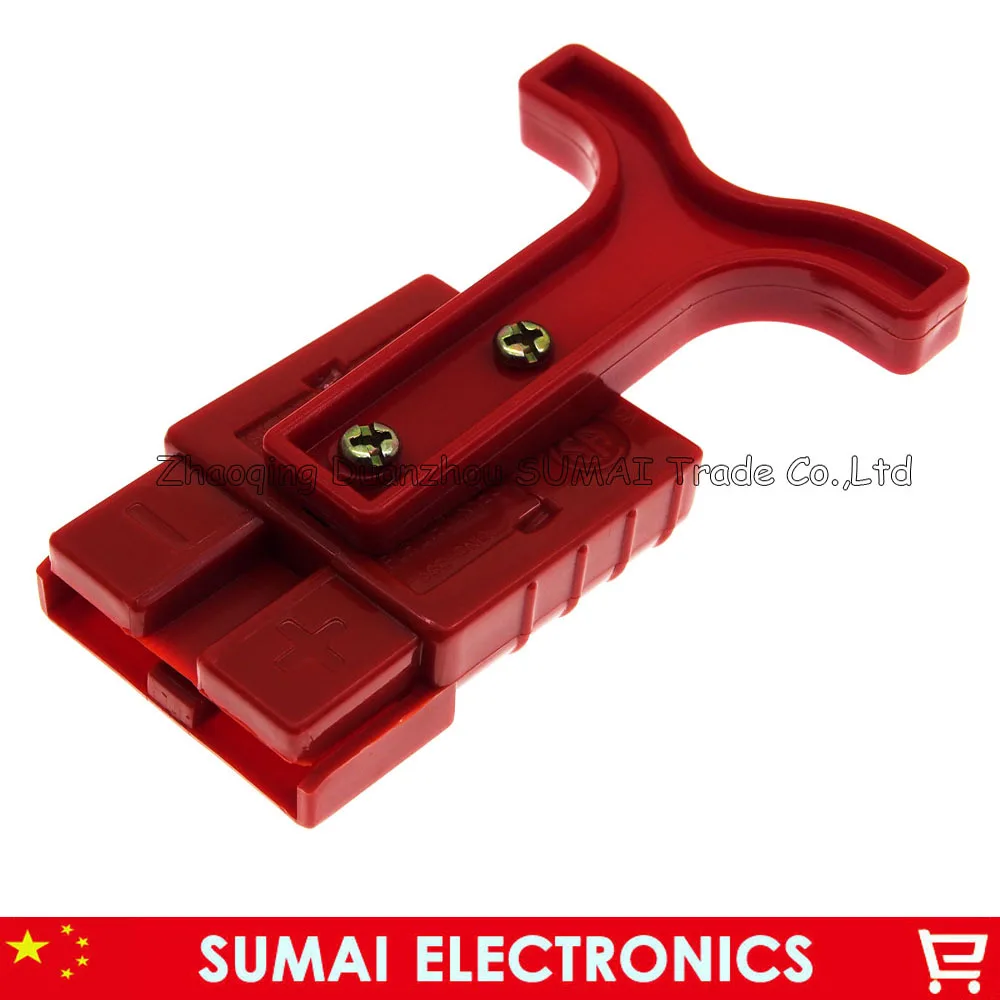 Red New 2Pin 50A 600V SMH Power Connector Battery Plug+hand shank handle kits for forklift electrocar ect.