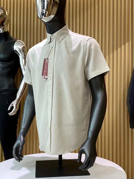 Lightweight Breathable Summer Casual Shirt Men's Outdoor Commute Versatile Short Sleeve Flip-Collar Shirt Comfortable Polyest...