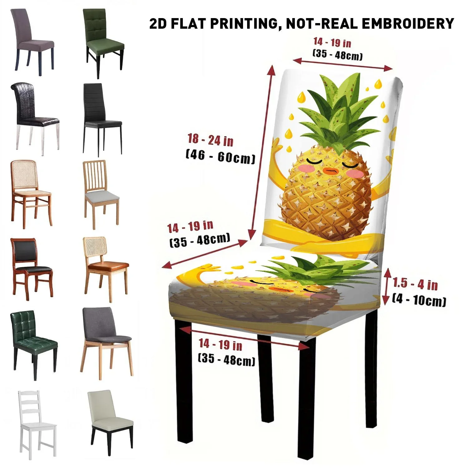 Restaurant seat elastic protective cover, removable and washable home decoration products, summer refreshing fruit chair cover