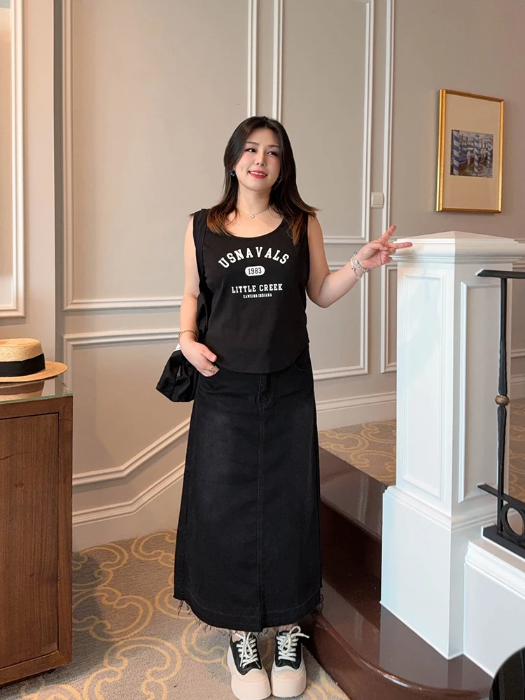 

Женская повседневная свободная майка VOGANA большого размера с американским буквенным принтом, модная, для города, в стиле Hot Spicy Sle