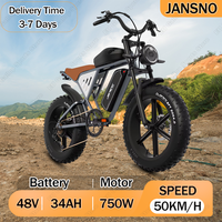 JANSNO X70g Electric Bicycle 750W Motor 48V34AH Dual Lithium Battery Electric Bike Hydraulic Brake 20*4inch Fat Tire Snow E Bike
