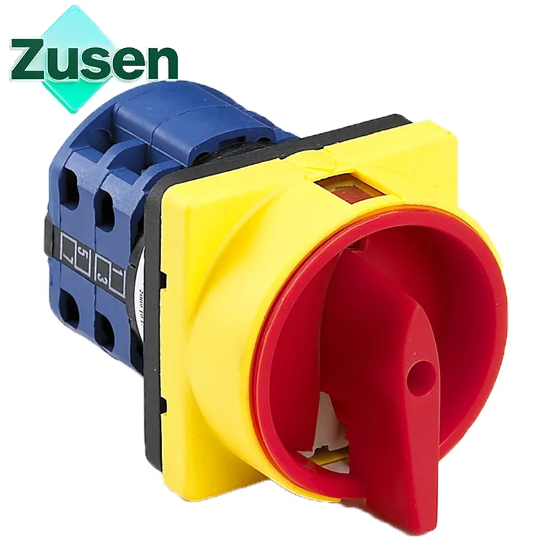 Zusen nokkenschakelaar LW26GS-20/04-1 690V 20A universeel slot draaibaar 4 polen 8 aansluitingen OFF-ON 2 posities