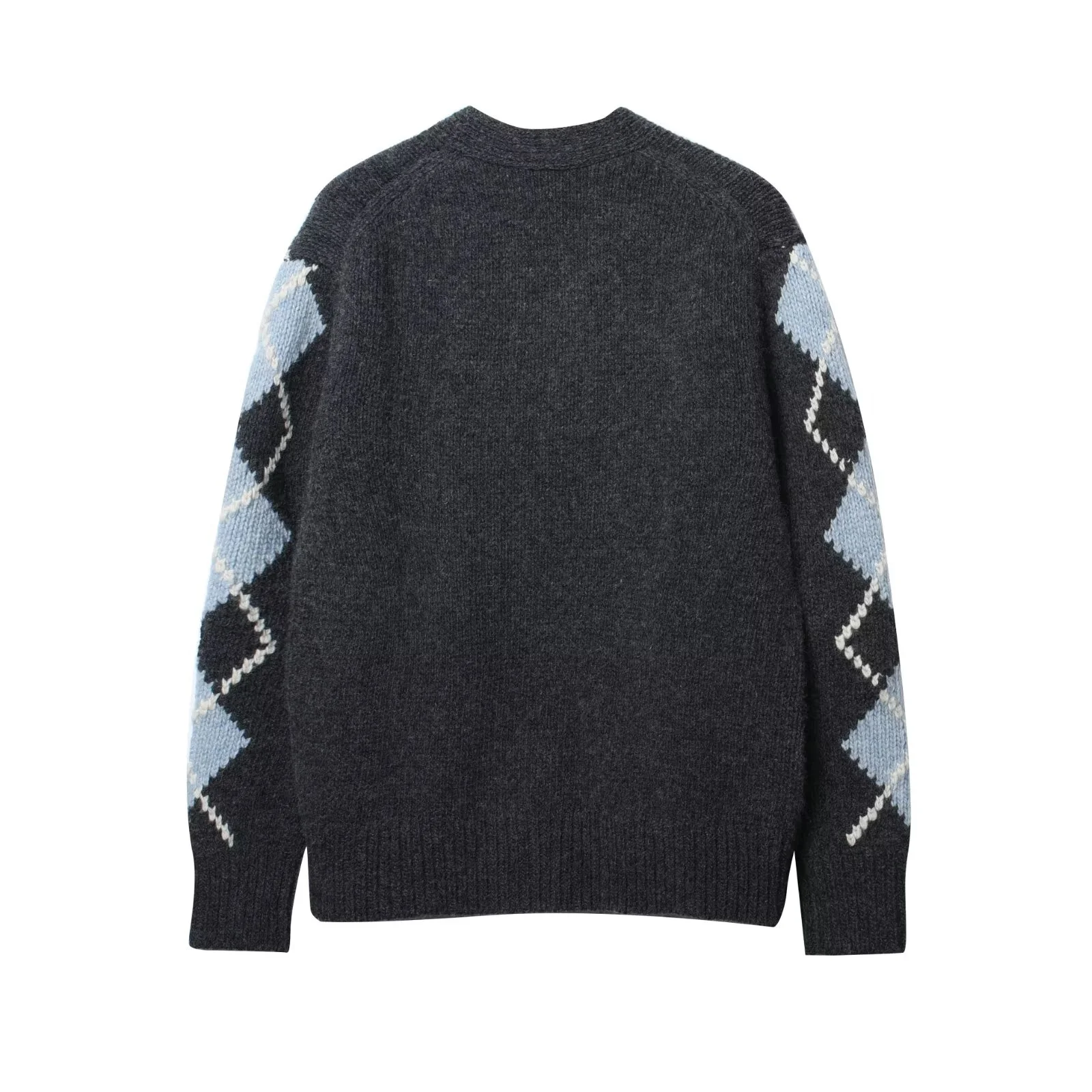 2025 Giacca cardigan abbottonata con scollo a V lavorato a maglia con motivo a diamante allentato retrò moda stile pigro delle nuove donne invernali