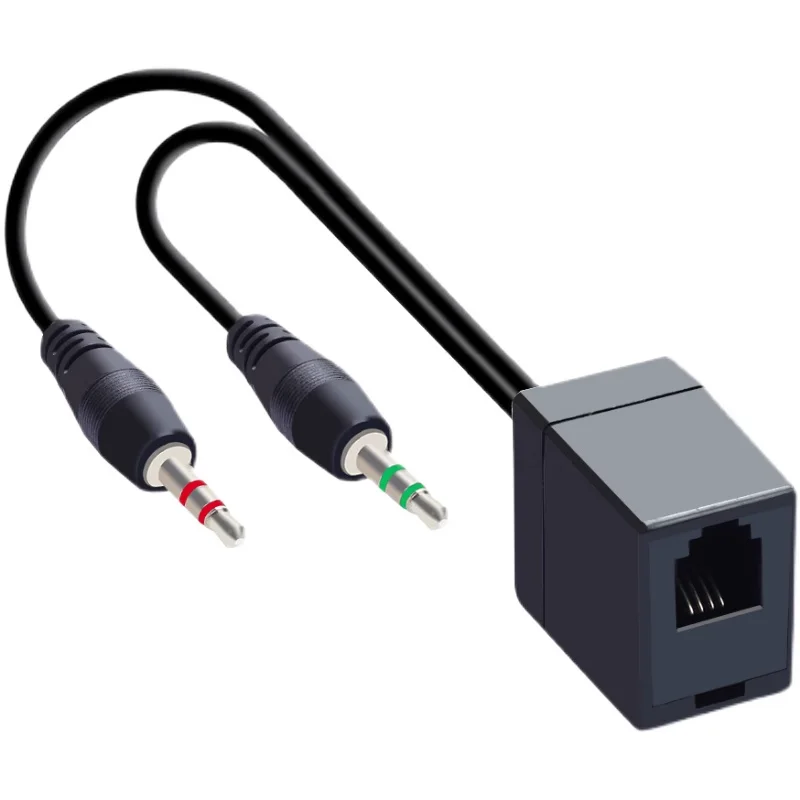 

RJ9 4P4C Female To Dual 3.5mm 1/8 TRS Male Microphone Headphone Stereo Y Splitter Cable for PC&Telephone Headset Conversion Cord