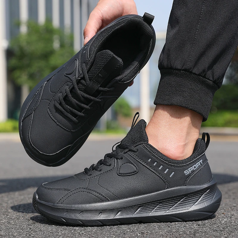 Men's All Black Casual Sports Sneakers Breathable Inner Cushioned Sole for Comfort Athletic Shoes Non Slip Zapatillas De Deporte