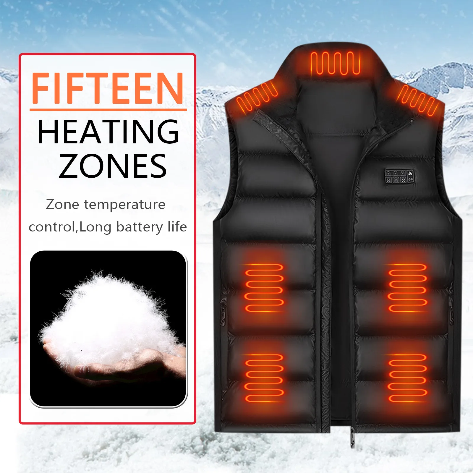 Men'sHeating Vest Vest Usb15 Vest Heating Piece Charging Heating Women's Coat Vest Basic Jackets Jaqueta Feminina Chaqueta Mujer