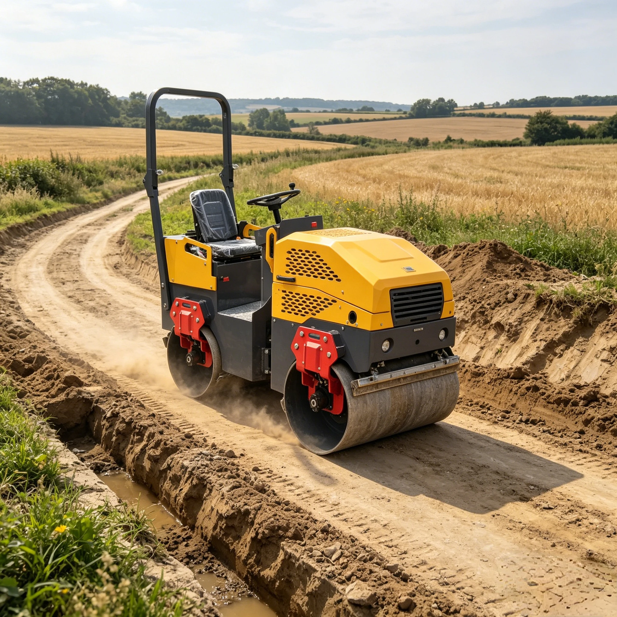 Factory Price 1.5 Ton Mini Road Roller Double Drum Vibratory Asphalt Soil Compactor Dynapac Fully Hydraulic System 75Hz 30kN