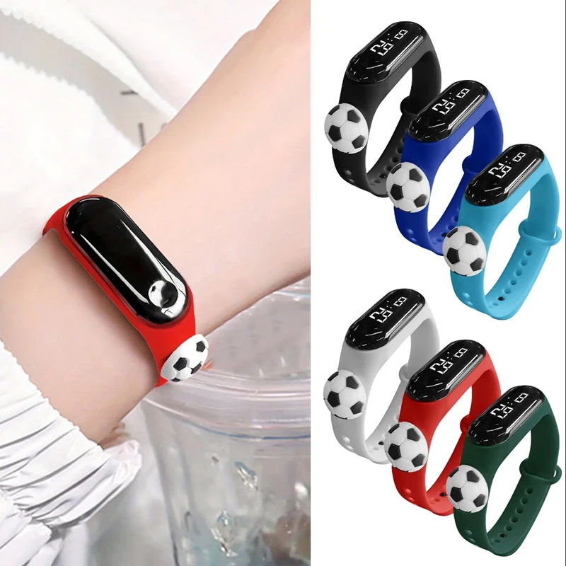 New Cartoon Football Style Bracelet Watch Kids Touch LED Children Sport Digital Watches