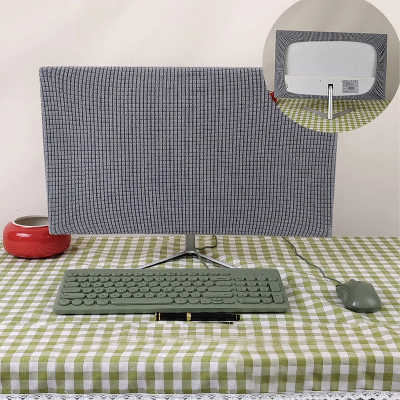 

Computer Dust Cover High Elastic All-inclusive Polar Fleece Monitor Protective Cover For 27 inch Desktop Computer TV Cover