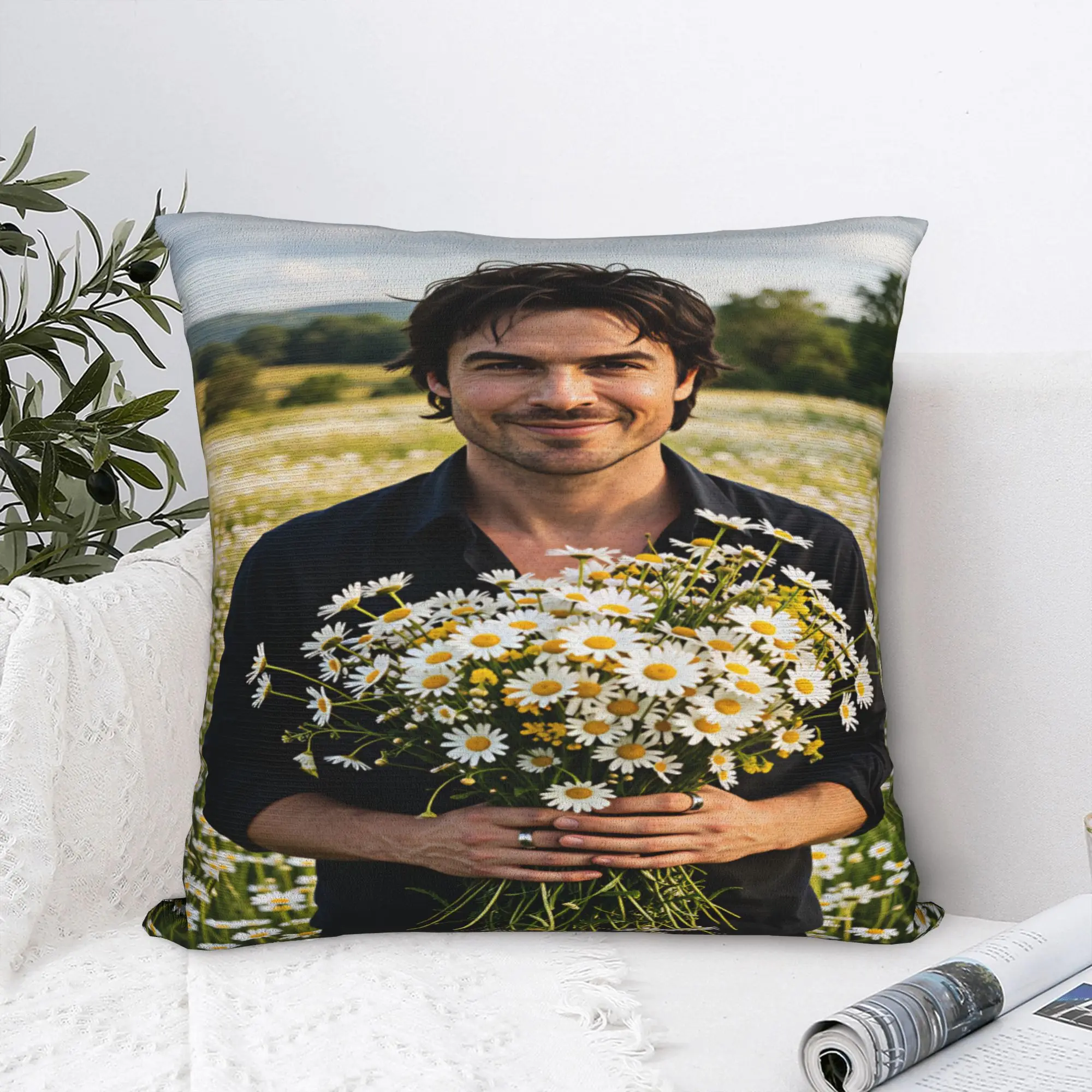 Ian Somerhalder Pillow Cover  Vintage Pillow Case For Sofa Couch Bed Living Room Soft Pillowcases Gift