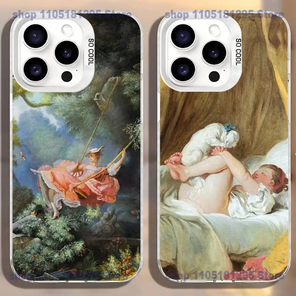 

Art Painting Fragonard Phone Case For iPhone17,16,15,14,13,12,11,Mini,Pro,SE,MAX,plus,White Matte Shockproof Cover