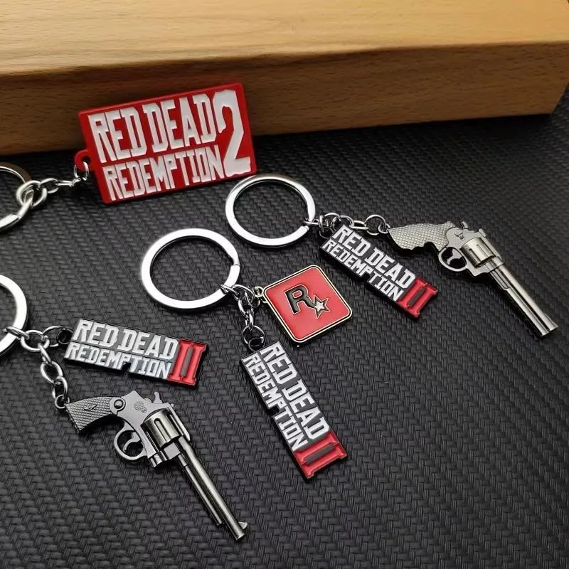 Revolver Red Dead Redemption 2 Key Chain Men Cosplay Game Gun Key Ring Metal Accessories Accessories Factory Wholesale