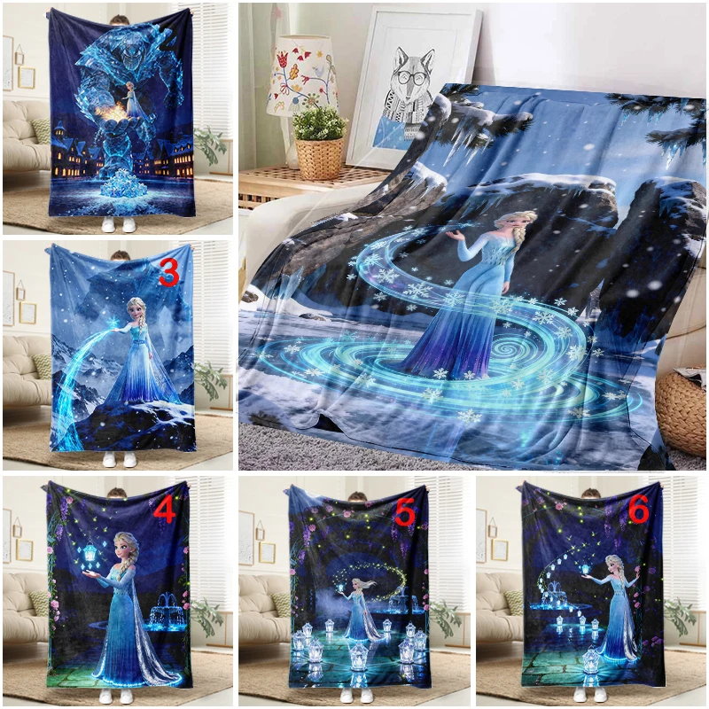 

Disney Frozen Elsa Snowflake Blanket Flannel Throw Warm Sofa Bed Cover for Kids Adults Home Decor