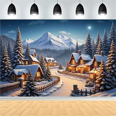 Winter Merry Christmas Festive Windows Photography Background Snowflakes Birthday Party New Year Photo Studio Backdrops CD-16