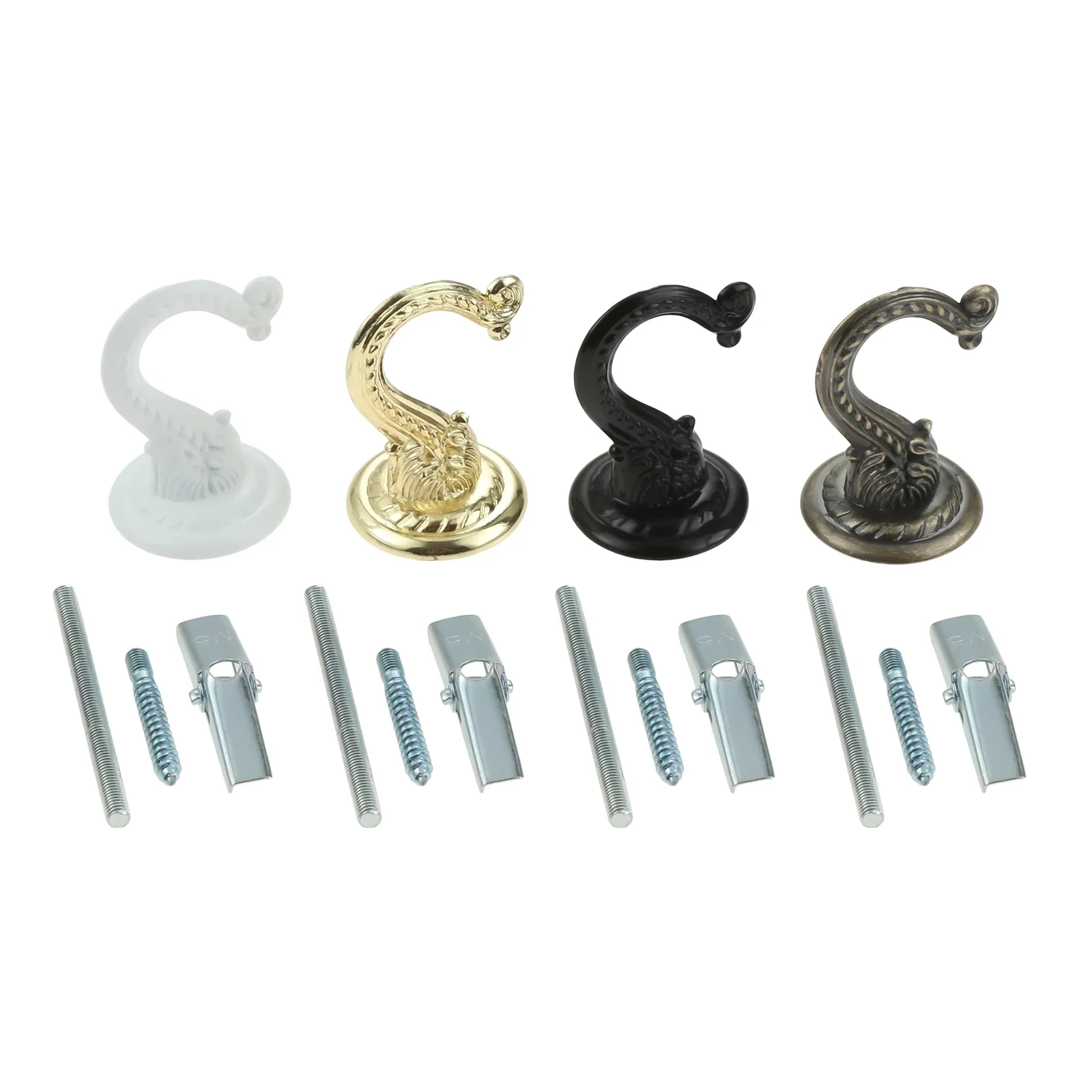 1 Set Metal Ceiling Hooks with Mounting Screws for Hanging Plants Basket Lamps Wind Chimes Mosquito Net Ceiling Hook Kit 55x37mm