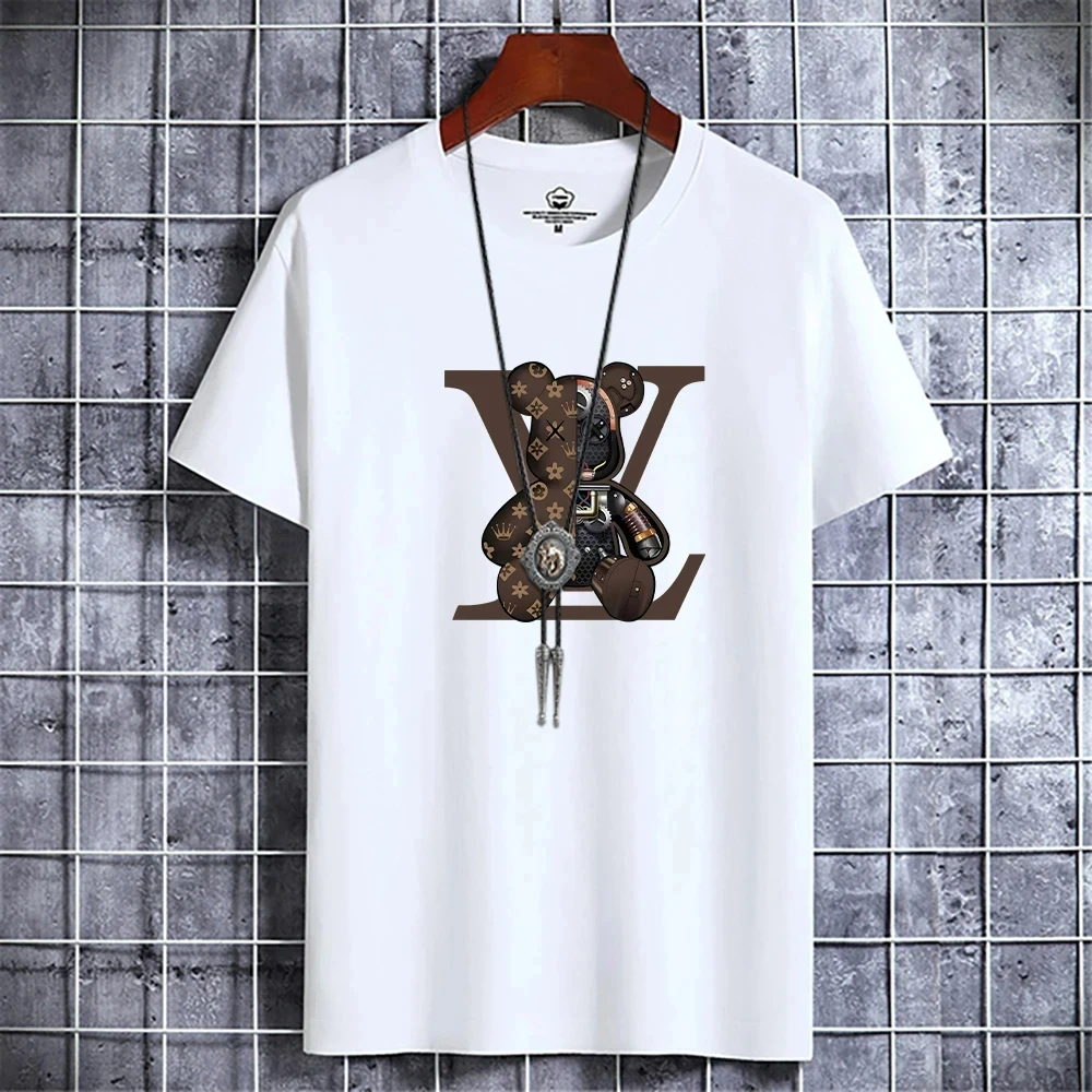 

2024 Summer New Men's Simple Fashion Loose L'Ve Got Your Back! Letter Print Round Neck Short Sleeve T-Shirt Daily Tops 71312