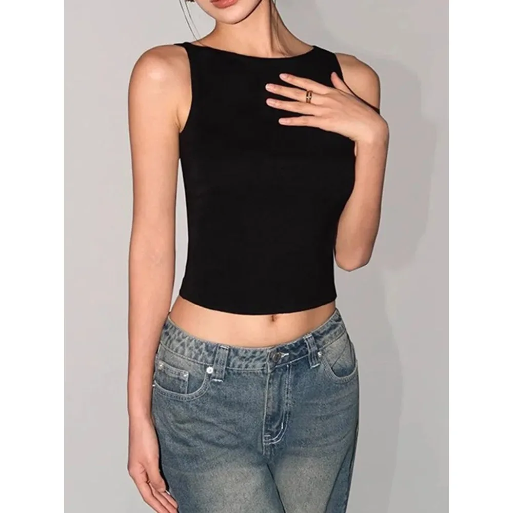 2026 Summer Fashion Women Sexy Slim Tops O-neck Sleeveless Double Nylon Ladies Good Quality Tank Tops 4 Colors