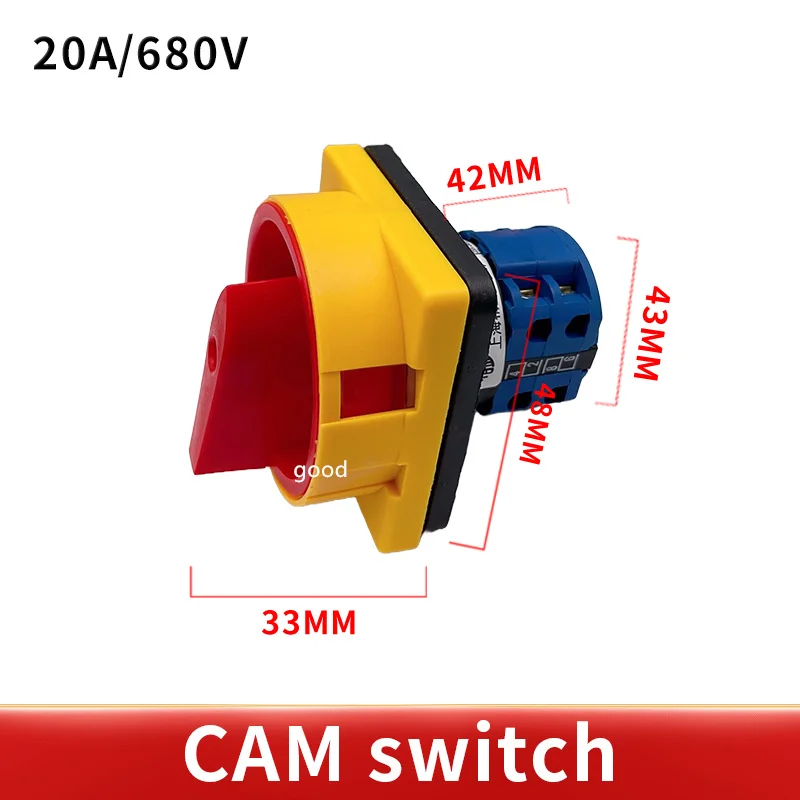 Free shipping 1pcs LW26-20/2GS 690V 20A OFF-ON 2 position 4 Poles 8 terminals  Padlock Rotary Cam Switch main switch