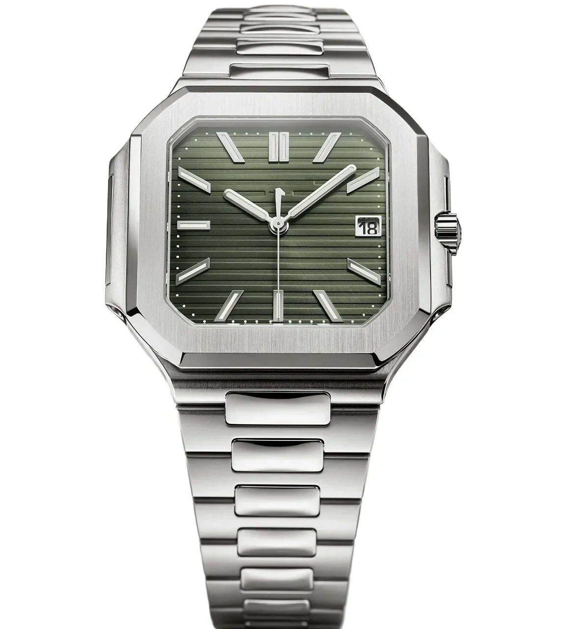 Montre automatique de qualité supérieure pour hommes montres mécaniques Cubitus 5821 acier inoxydable cadran vert bleu noir carré lumineux 45mm