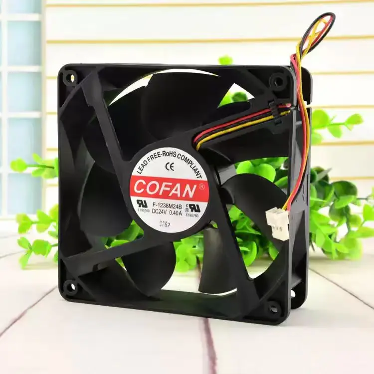 For COFAN F-1238M24B DC 24V 0.40A 12038 120x120x38mm 3-Pin Dual Ball Bearing Server Inverter Chassis Enclosure Case Cooler Fans