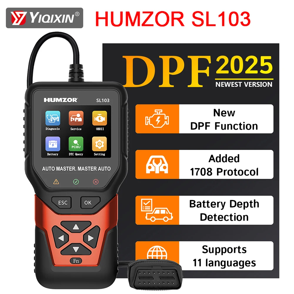 HUMZOR SL103 Tester Auto OBD Diagnostic Tool DPF Forced Regeneration Diesel Gasolne Integrated Vehicles Car Code Fault Scanner