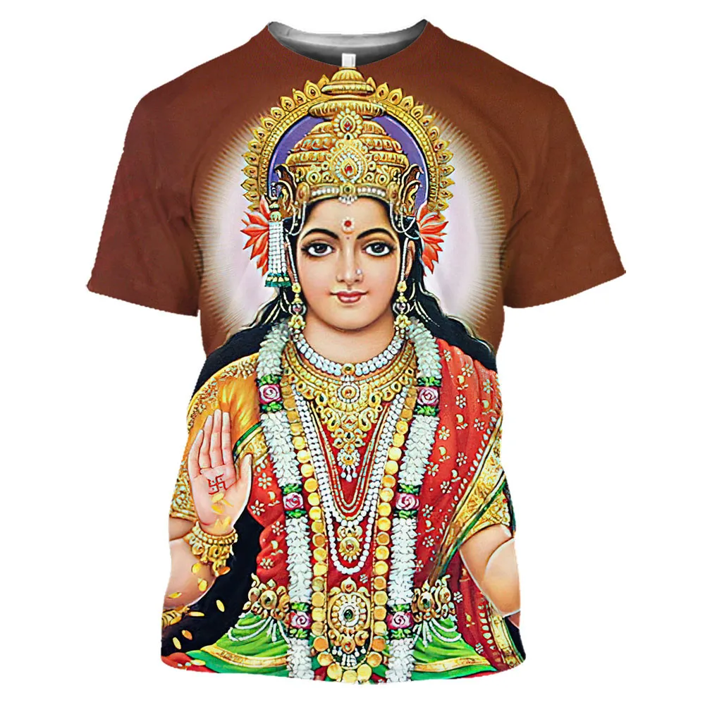 Hindu Lord God Shiva T-Shirts Brahma 3D Print Hinduism Vishnu Men Short Sleeve Believer Myth Cosplay Cool Tees Tops