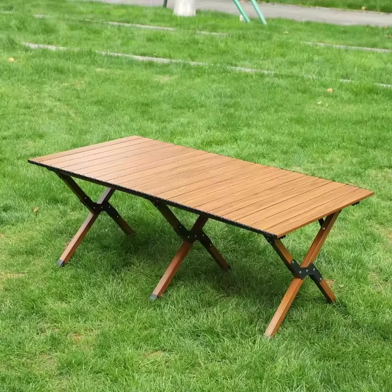 High Quality Foldable Egg Roll Table New Outdoor Portable Garden Metal Picnic Table for Camping