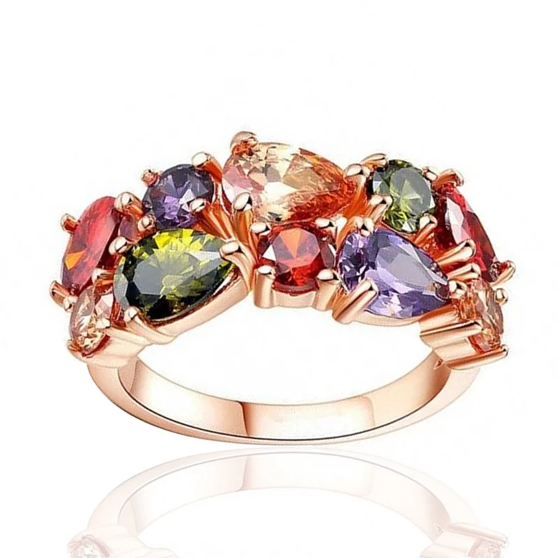 Huitan Bunter ästhetischer Ring, weiblich, heller Zirkonia, Fingerschmuck für Verlobungszeremonie, Party, wunderschöne ausgefallene Accessoires