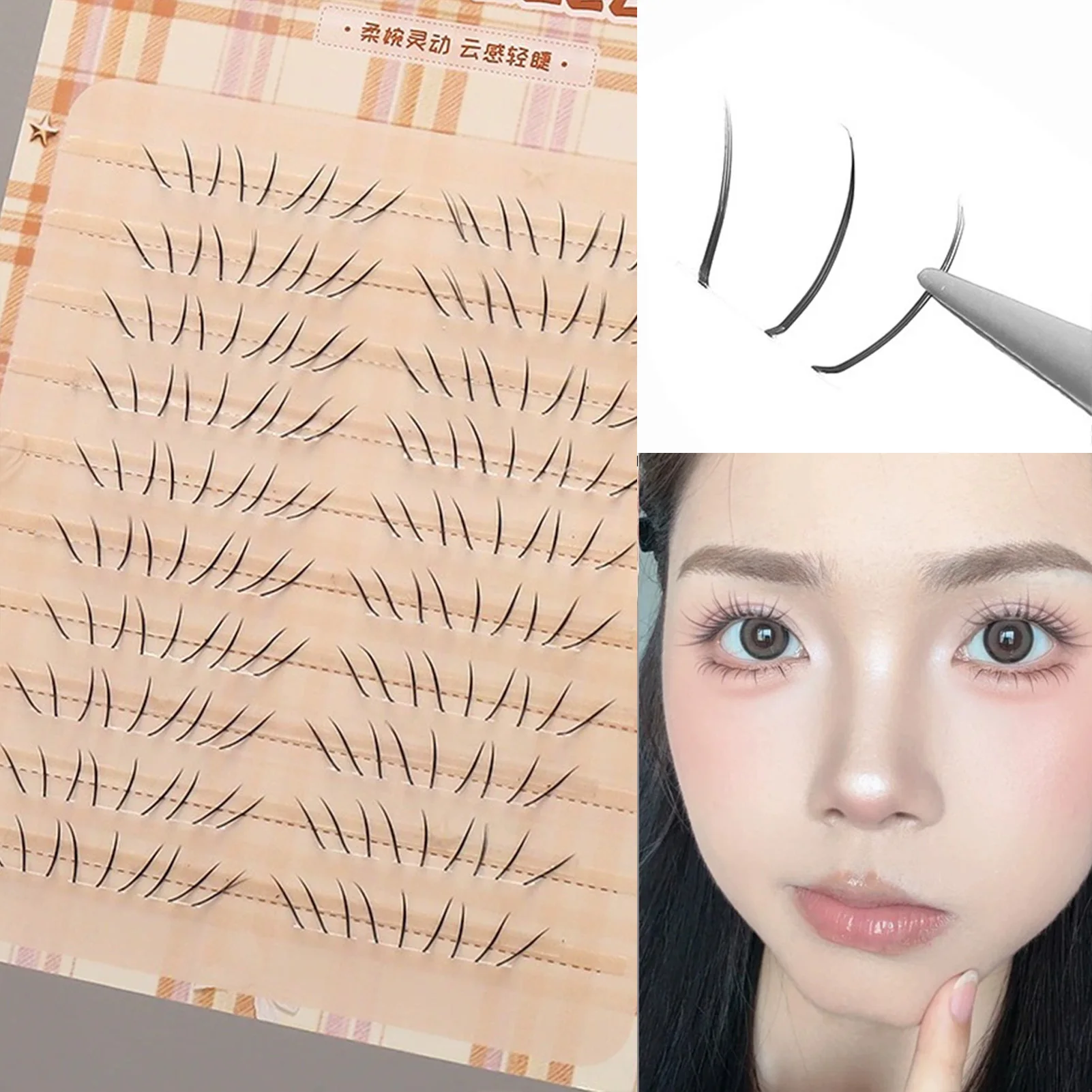 Segmented Lower Eyelash Extensions Korean Girls Group Style Bottom Lashes Tree Single Clusters Natural Long Under False Eyelash