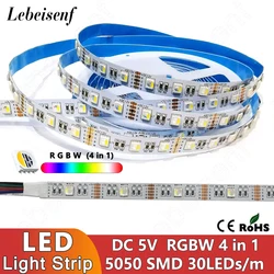 5m pasek dioda LED RGBW 5V 12V kolorowe białe światło RGB 6000K stałe napięcie PWM niskie napięcie SMD5050 4 w 1 elastyczna lampa Bar