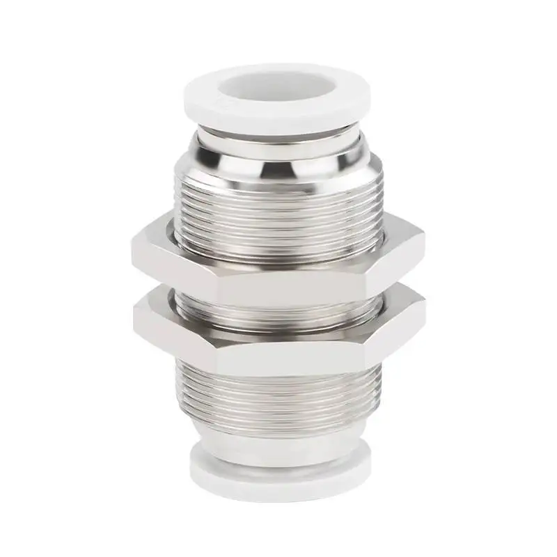 Quick Plug Quick Connector Pneumatic Air Pipe Bulkhead Straight Through Partition Connector PM4 PM6 PM8 PM10 PM12
