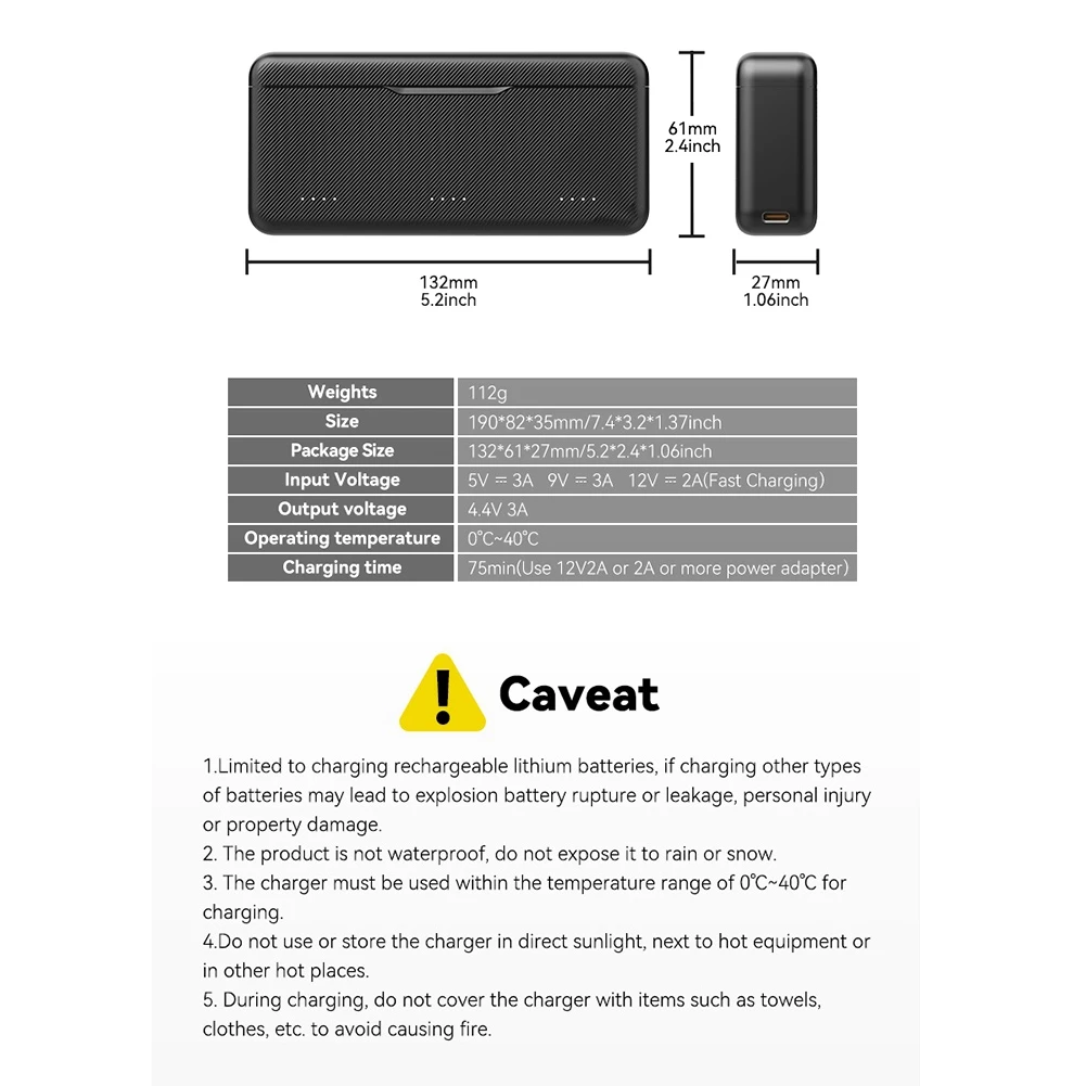 

New!Type-C Fast Charge Camera Battery Charger With 2XTF Card Storage For DJI OSMO Action 4/3 Action Camera Charger