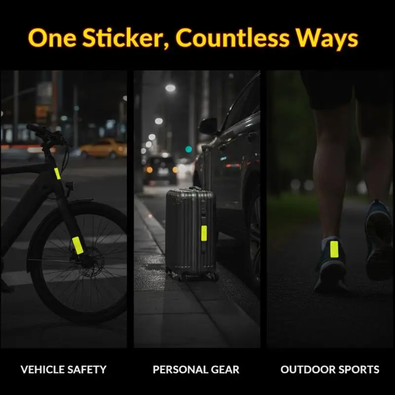 Waterproof Reflective Safety Warning Stickers 10-10PCS High Visibility Strips for Helmet Bike Night Outdoor Activities