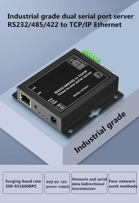 Industrial converter series RS232/422/485 to TCP_IP three-in-one serial server