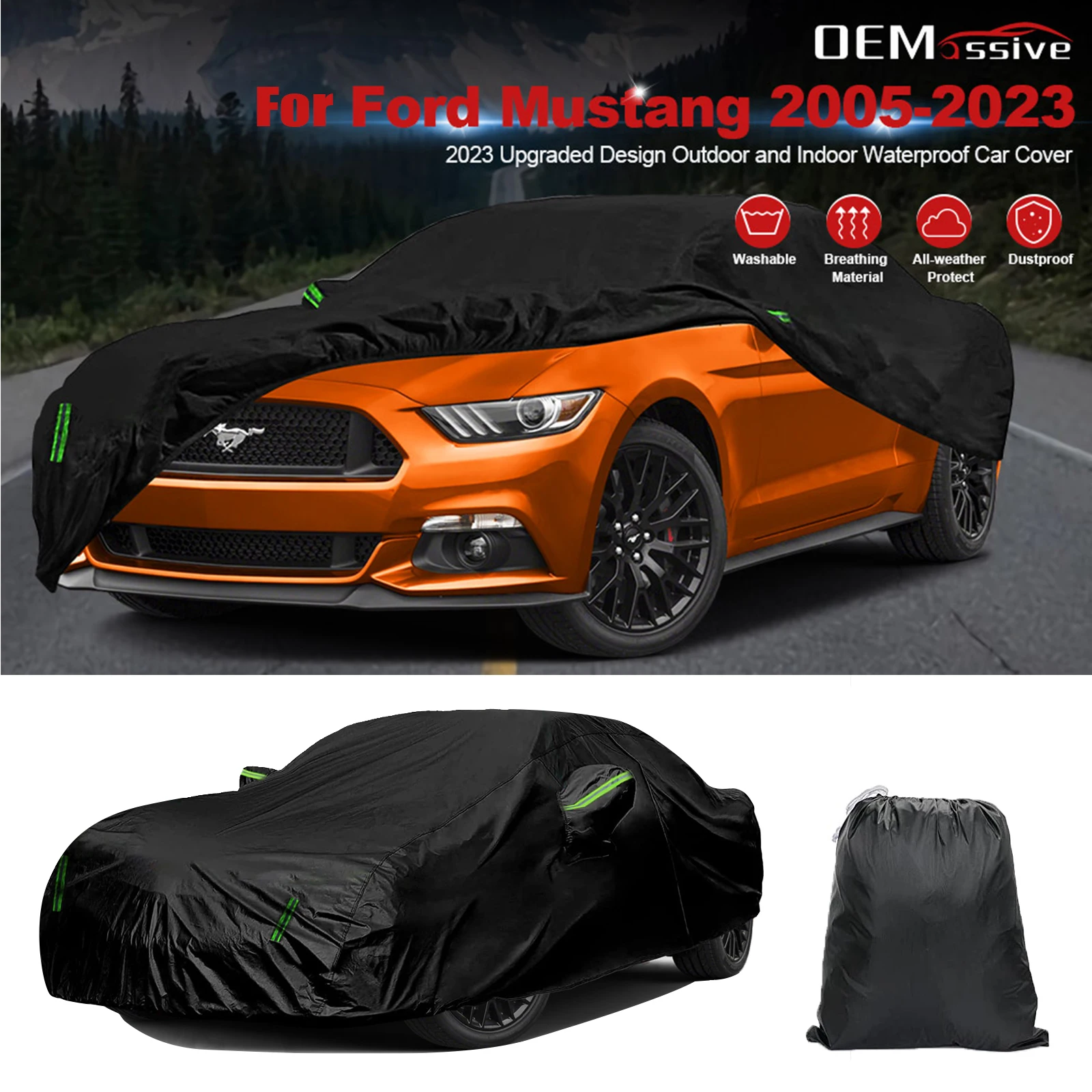 For Ford Mustang 2021 2022 2023 Polyester Breathable Dust Water Proof Indoor Outdoor Polyester Full Car Cover UV Sun Protection