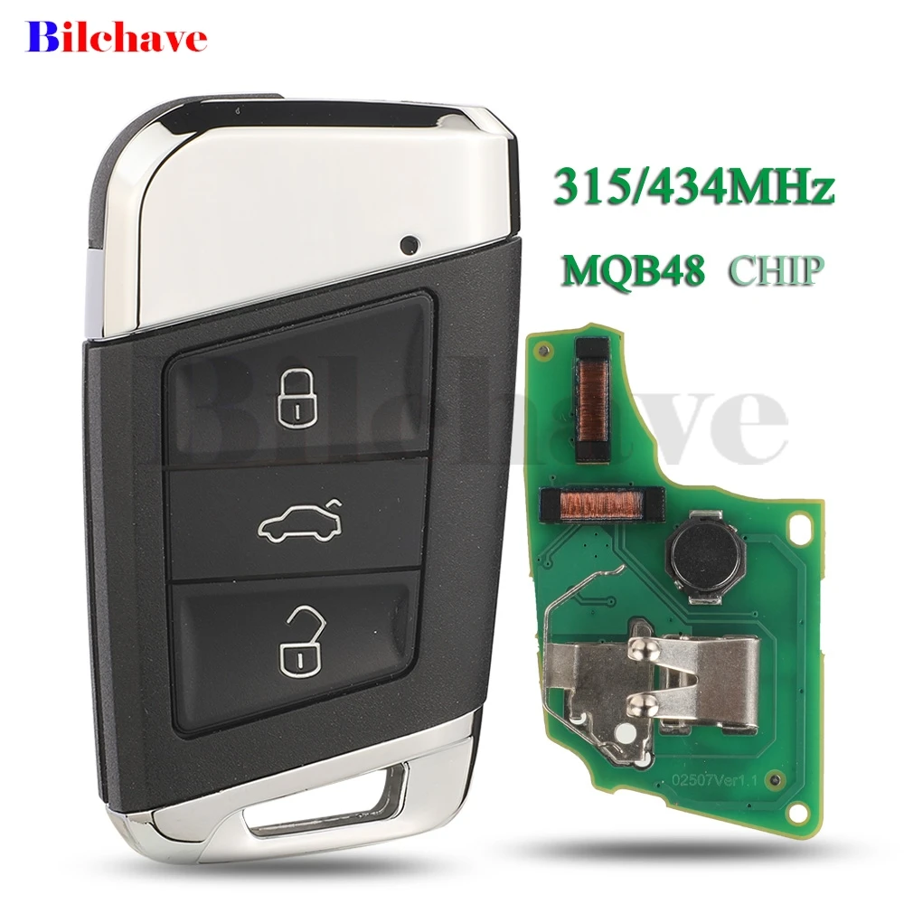 

jingyuqin 315/434MHz MQB48 3Buttons Smart Remote Key FOB For Volkswagen VW Passat B8 Superb A7 Magotan 2015-2018 Fob Replacement