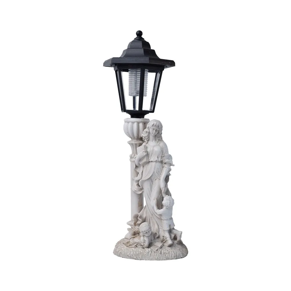 Solar Garden Statue Resin Angel Mother and for child Holding Books Automatic Light at Dusk 15x12x39cm Outdoor Decoration LD045