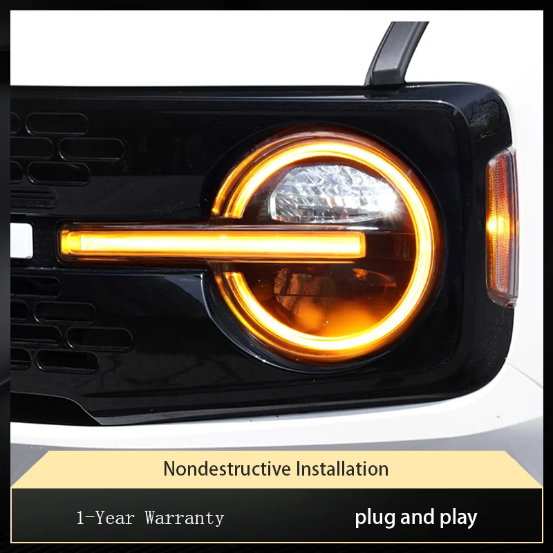 Headlight Styling FOR Ford Bronco 2020-2024 Front Projector Lens DRL Head Lamp Full LED Bulbs Car Stuff Auto Mobile Accessory