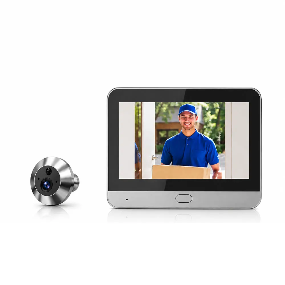 Mini 5MP WLAN-Video-Türklingelkamera mit Innenmonitor, 4,3-Zoll-Display, intelligenter Türspion, 5200mAh wiederaufladbarer Akku, PIR-Bewegungserkennung, Schwarz-Weiß-Nachtsicht, Fernüberwachung,