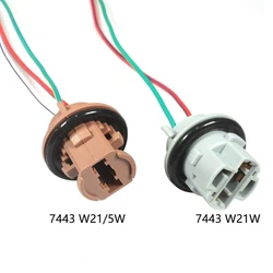 1 Pair T20 7443 W21/5W 7440 W21W Socket Adapter Base Female Plug Connect Wiring Suitable For Car Brake Light Reverse Lamp