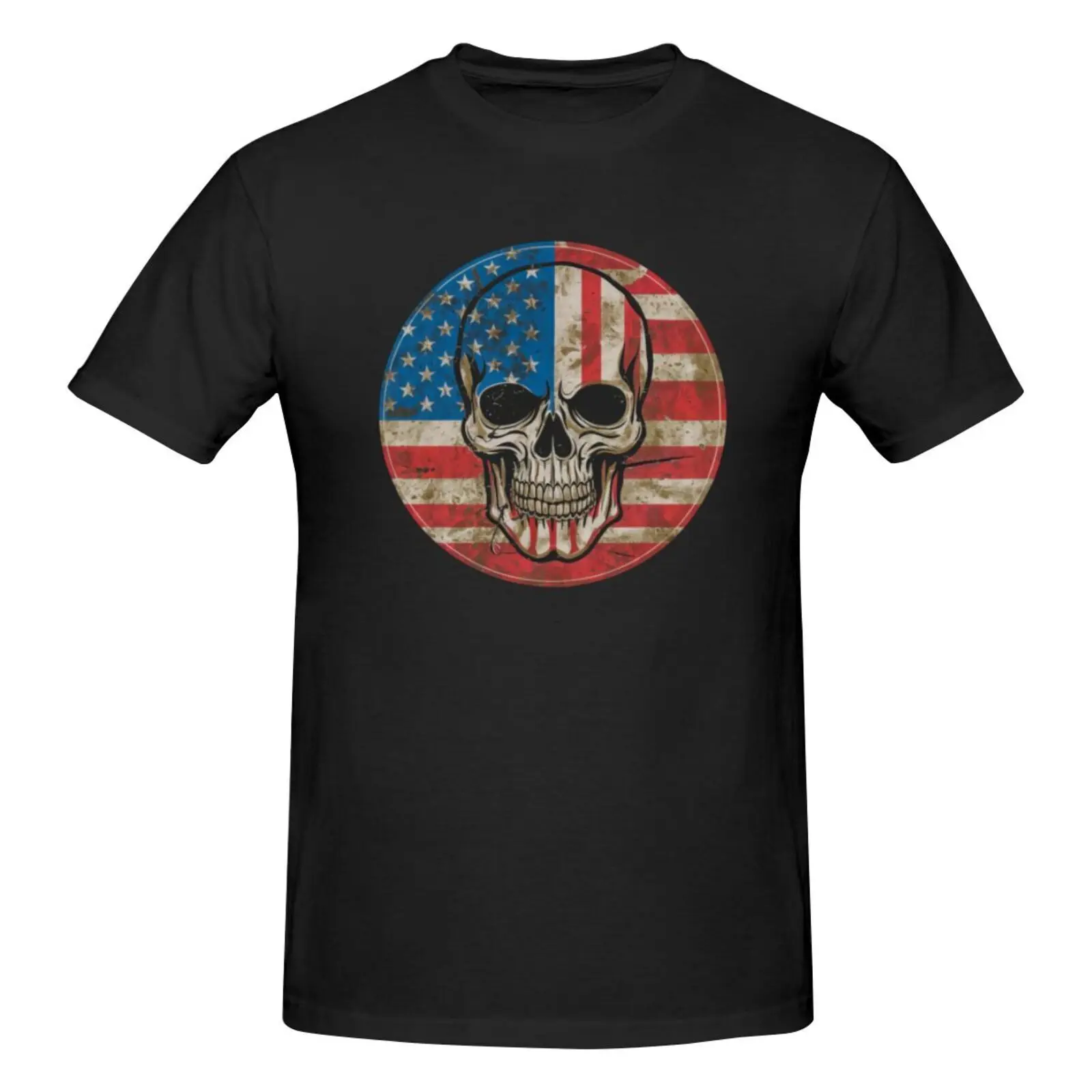 Ameran Flag Skull Graph Men's Short Sve T-Shirt